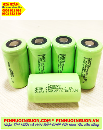 Pin sạc 1.2v C2500mAh, Pin sạc công nghiệp đầu bằng NiMh C2500mAh 1.2v, Cell pin Grepow NiMh C2500mAh 1.2v